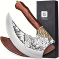 9-Inch Handmade Pizza Cleaver Knife High Carbon Stainless Steel Rosewood Handle with Sheath & Gift Box Multi-Purpose Kitchen Rocking Knife for Meat Vegetables & Pizza