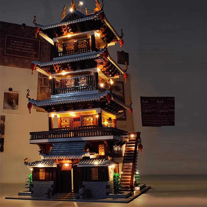 6134-Piece Chinese Ancient Architecture Heavenly Fairy Mirror Building Block Set, Large Difficult Mini Bricks, Adult Puzzle Toy, Home Decor, STEM Gift, Christmas, Birthday, New Year Holiday Present