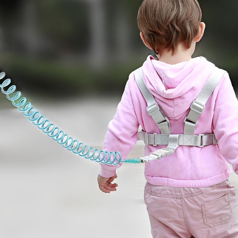 Baby Anti-Lost Wrist Leash Safety Harness, Retractable Spring Traction Rope with Wristband & Key Lock, Toddler Walking Leash for Parents & Kids in 55 & 63 Inch Lengths, Blue & Pink