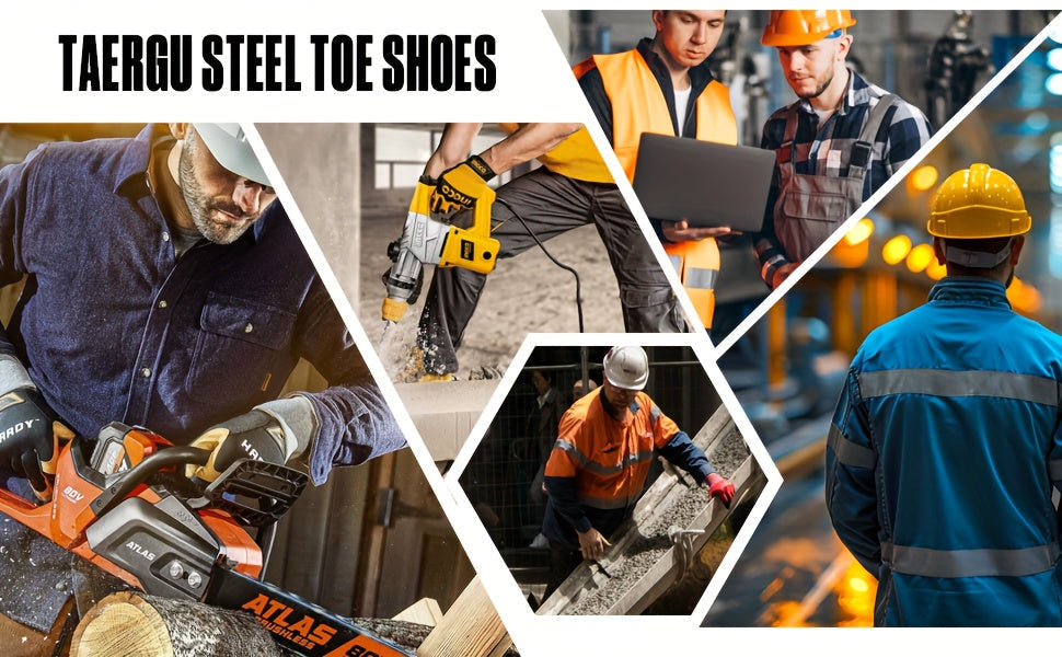 Men's Steel Toe Work Shoes Slip-On Lightweight Safety Sneakers Puncture-Resistant Non-Slip Loafers Black Grey Blue Sizes US 5.5-14