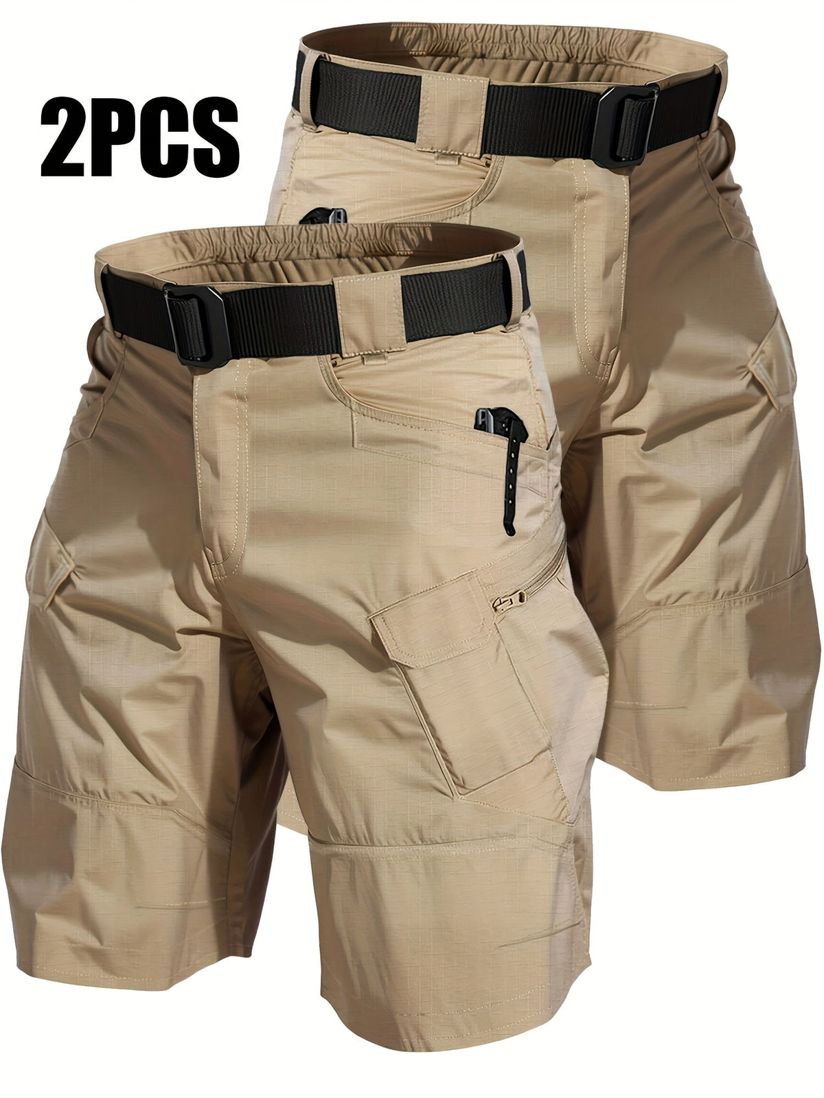 2-Pack Men's Multi-Pocket Cargo Shorts - Durable Relaxed Fit Outdoor Hiking, Camping, Fishing, and Work Shorts, Tactical Utility Bottoms for Men Sizes S-XXXL, Black, Gray, Khaki, Army Green