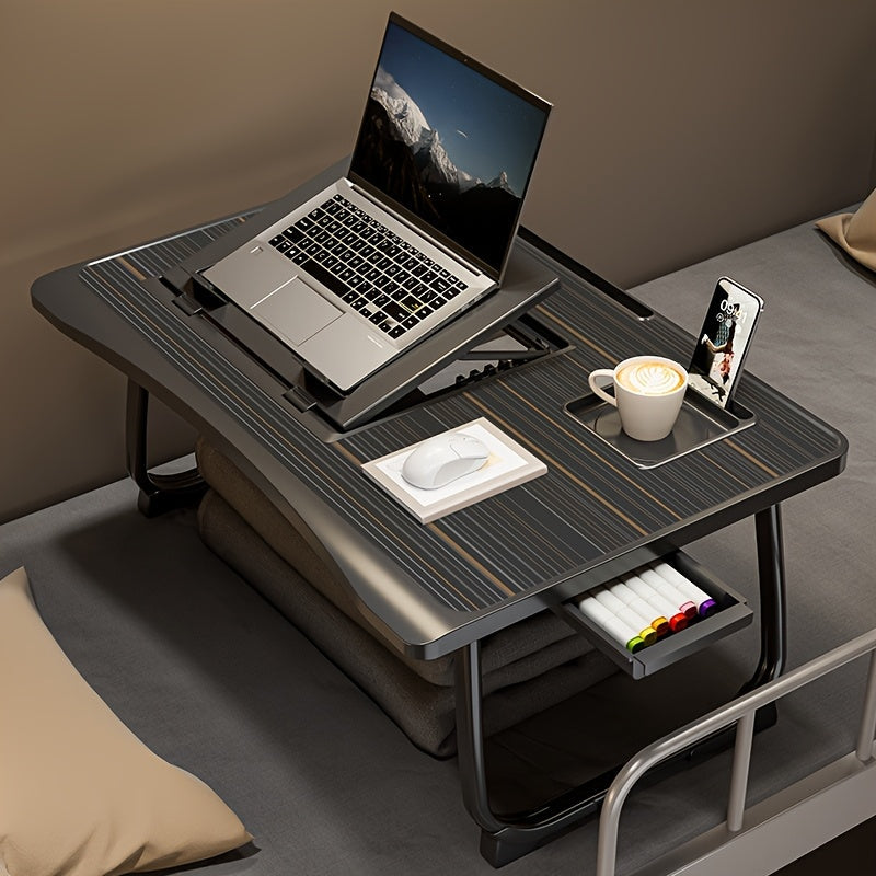 Foldable Laptop Desk for Bed & Couch with Cup Holder, Phone Holder, Drawer, and USB Port – Home Office Breakfast Tray Lap Desk for Working and Watching Movies – 6 Styles