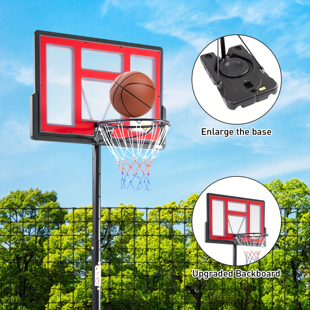 Portable Basketball Hoop 10ft, 44" Shatterproof Backboard, Shock-Absorbent Rim, Easy Height Adjustment, Fillable Base with Wheels, Outdoor Basketball Goal for Backyard Driveway Pool