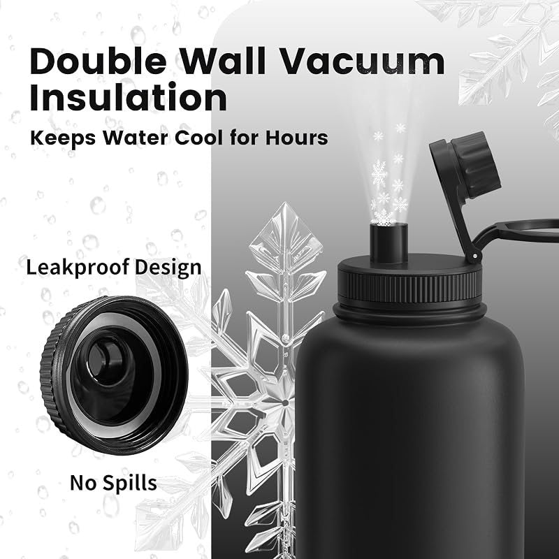 32oz Dog Water Bottle with Bowl - Leakproof Insulated Stainless Steel Portable Travel Pet Water Bottle for Hiking, Camping, Outdoor Walking - Dog Travel Water Dispenser