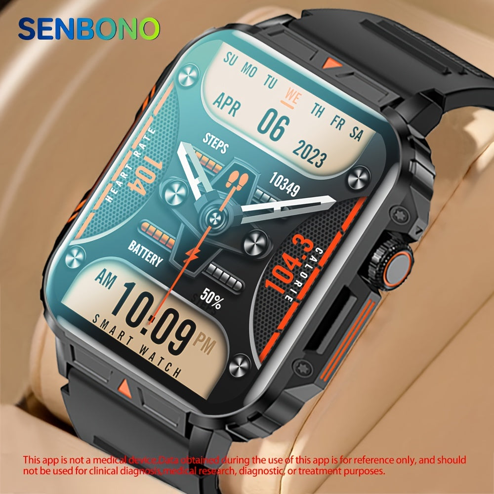 SENBONO Smartwatch for Men BT8959T5 – 1.95" Large Display, Bluetooth 5.2 Calling, 340mAh Battery, 100+ Sport Modes Fitness Tracker, Compatible with iOS & Android, Multiple Watch Faces, Black