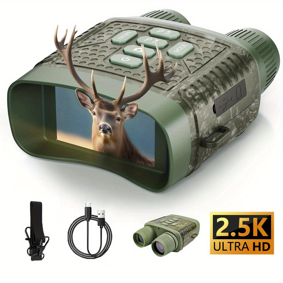 Night Vision Goggles 2.5K HD Binoculars – 3-Inch HD Screen, 6X Digital Zoom, 7-Level Infrared Light, 2000mAh Battery, Video & Photo for Hunting, Wildlife Observation & Outdoor Night Use