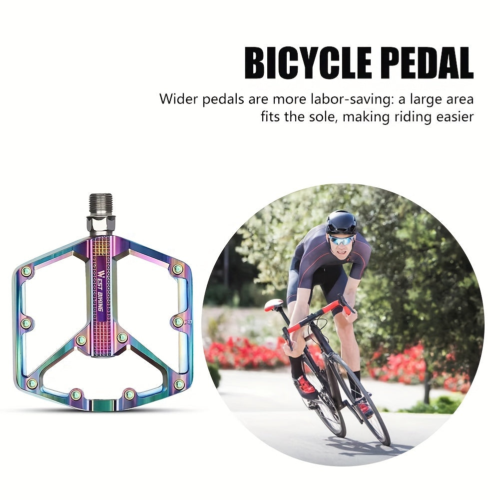 Aluminum Alloy Bike Pedals, 3 Bearings, Non-Slip, Lightweight Bicycle Pedals with Hexagonal Sleeve for Mountain Bikes & Road Bikes – Easy Install, Durable Multi-Color Cycling Accessories, 1 Pair