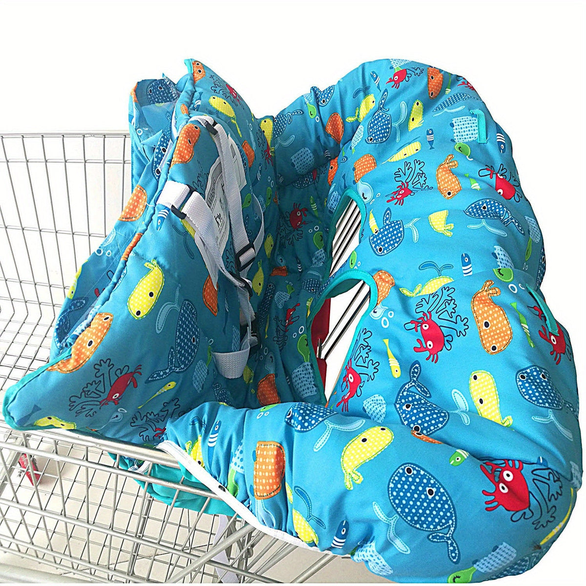 Baby Shopping Cart Cushion & High Chair Cover Protector, Soft Padded Infant Cart Cover for Supermarket Shopping Carts, High Chairs & Trolleys, Grey, Black, Blue & Yellow