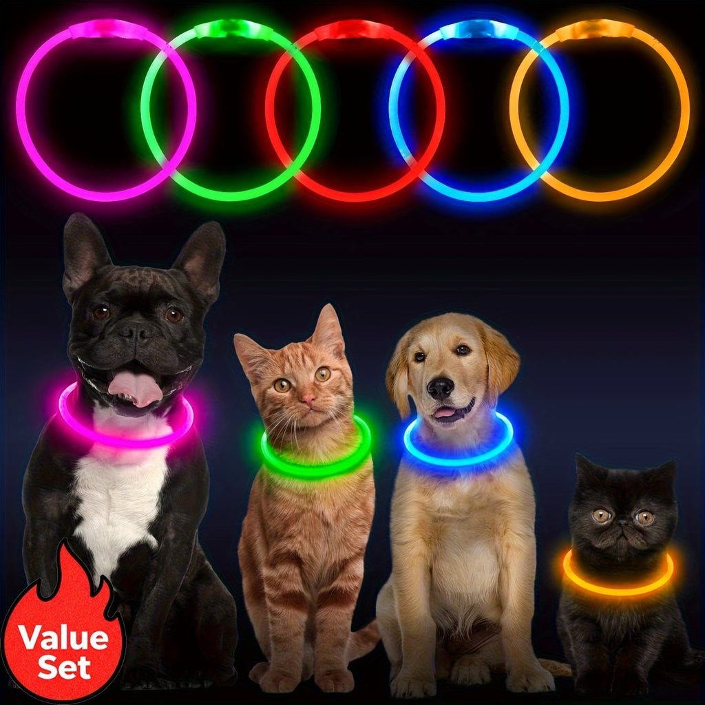 USB Rechargeable LED Dog Collar – 360° Glow Safety Collar with 3 Modes, Adjustable TPU Cuttable Collar for Small, Medium, and Large Dogs, Ideal for Night Walking, Running & Hunting