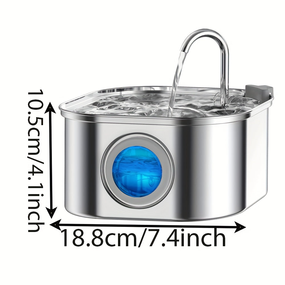 3.2L Automatic Cat & Dog Water Fountain – Stainless Steel Pet Water Dispenser with Multi-Filtration System, Visible Window, Motion Sensor, 2 Flow Modes, Silent Pump, Easy to Clean, for Cats, Dogs, and Rabbits