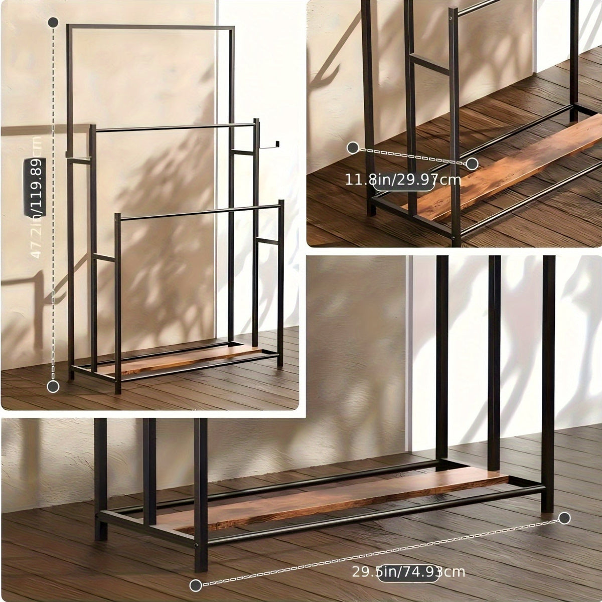 47" 3-Tier Free Standing Floor Towel Rack – Oversized Pool & Bath Towel Drying Rack Blanket Quilt Holder Stand for Bathroom Bedroom Beach Hot Tub Gym & Pool in Black