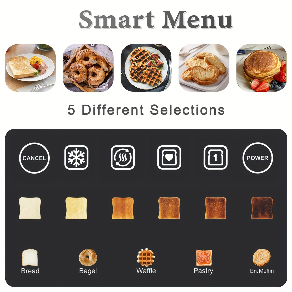 4-Slice Long Slot Toaster – Touchscreen LED Display 1.5" Extra Wide Slots for Thick Bread & Bagels Countdown Timer Memory Function Dual Control 6 Shade Settings Stainless Steel