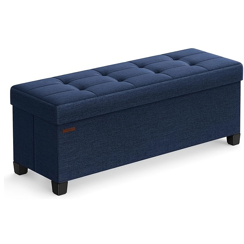 Folding Storage Ottoman Bench 30-Gallon 43.3" – Large Capacity Storage Chest Foot Rest Stool for Bedroom Living Room in Brown Gray Black Blue