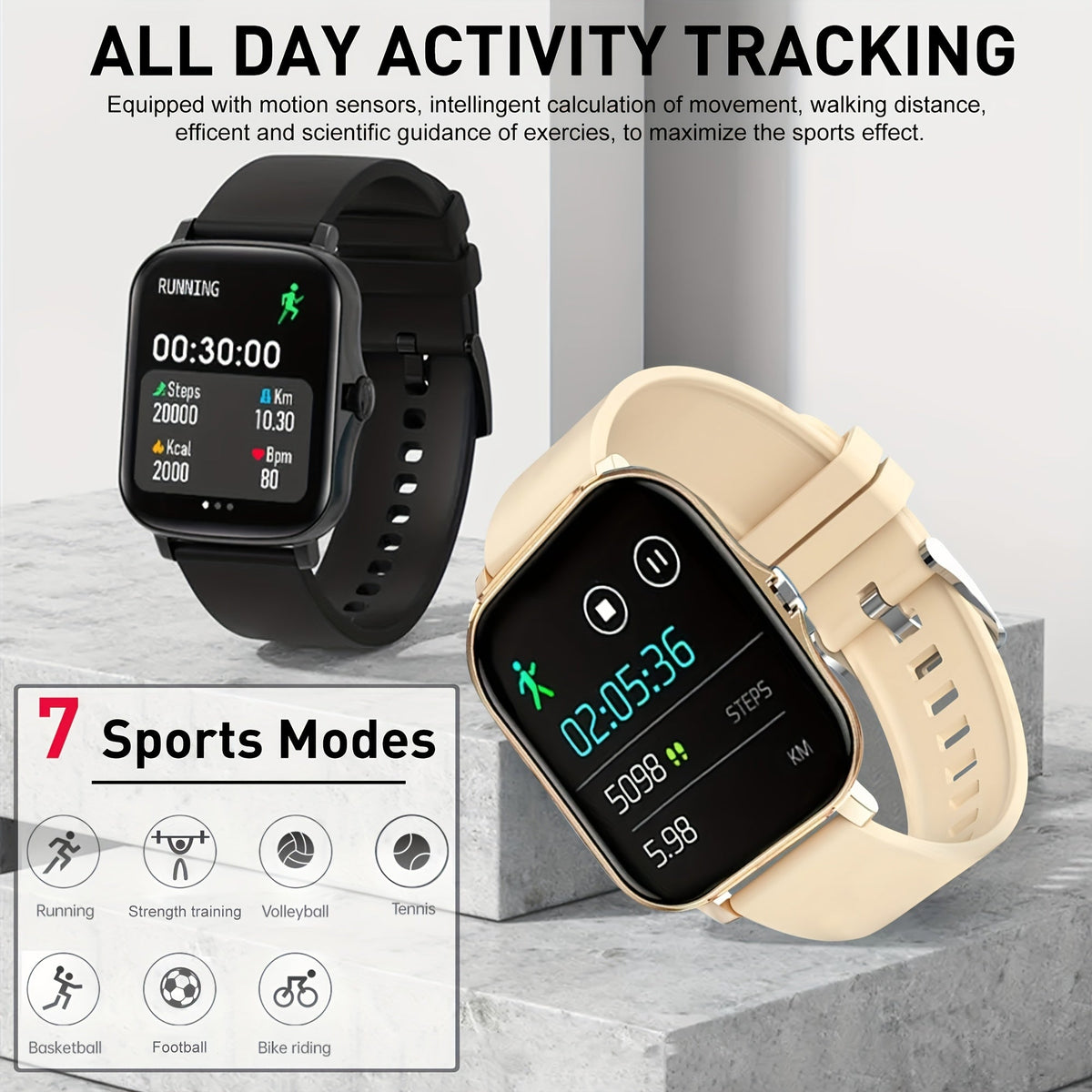 Large Screen Smart Watch, HD Voice Call, Fitness Tracker, Unisex, Compatible with iPhone and Android, Multiple Sports Modes, Heart Rate Monitor, Message Reminder, Outdoor Sports, Daily Wear, Holiday Gift