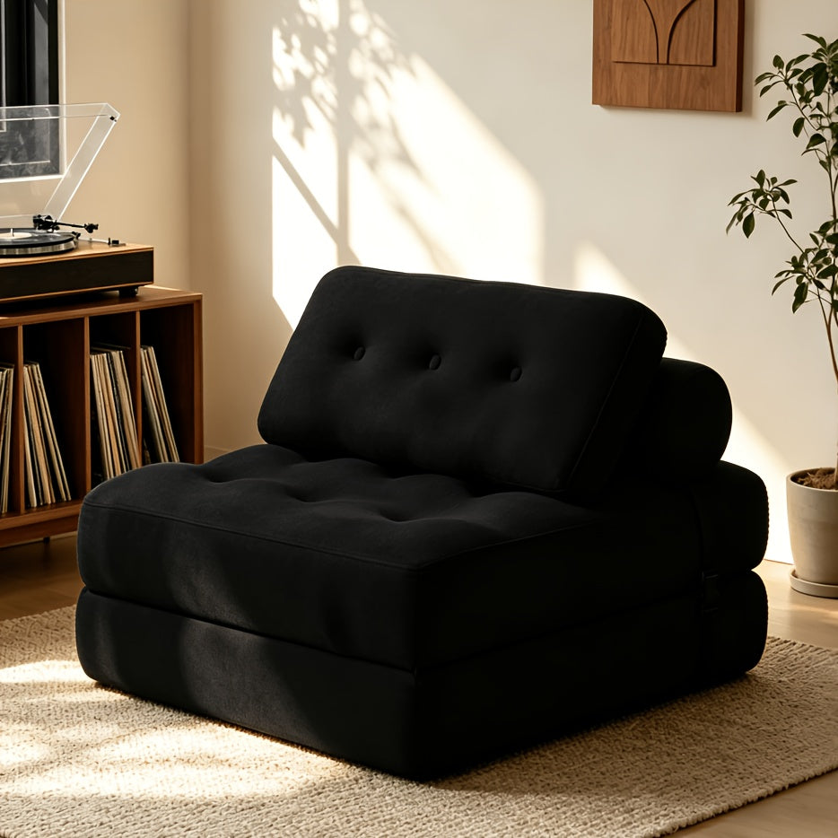 Folding Sofa Bed with Pillow, Convertible Sleeper Chair Fold Out Couch Bed, Foldable Floor Lazy Sofa for Living Room Small Spaces Guest Room Apartment, Comfy Multi-Position Lounger