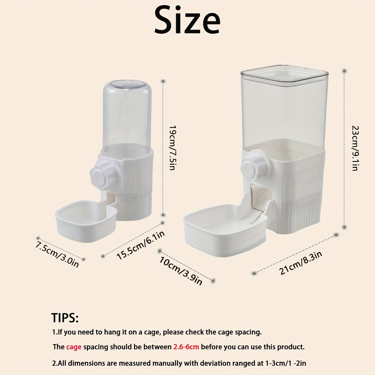 Automatic Hanging Cage Pet Feeder and Waterer Gravity Self-Feeding Drinking Bowl Set for Rabbits, Cats, Dogs, and Guinea Pigs, 40oz Feeder and 17oz Drinker