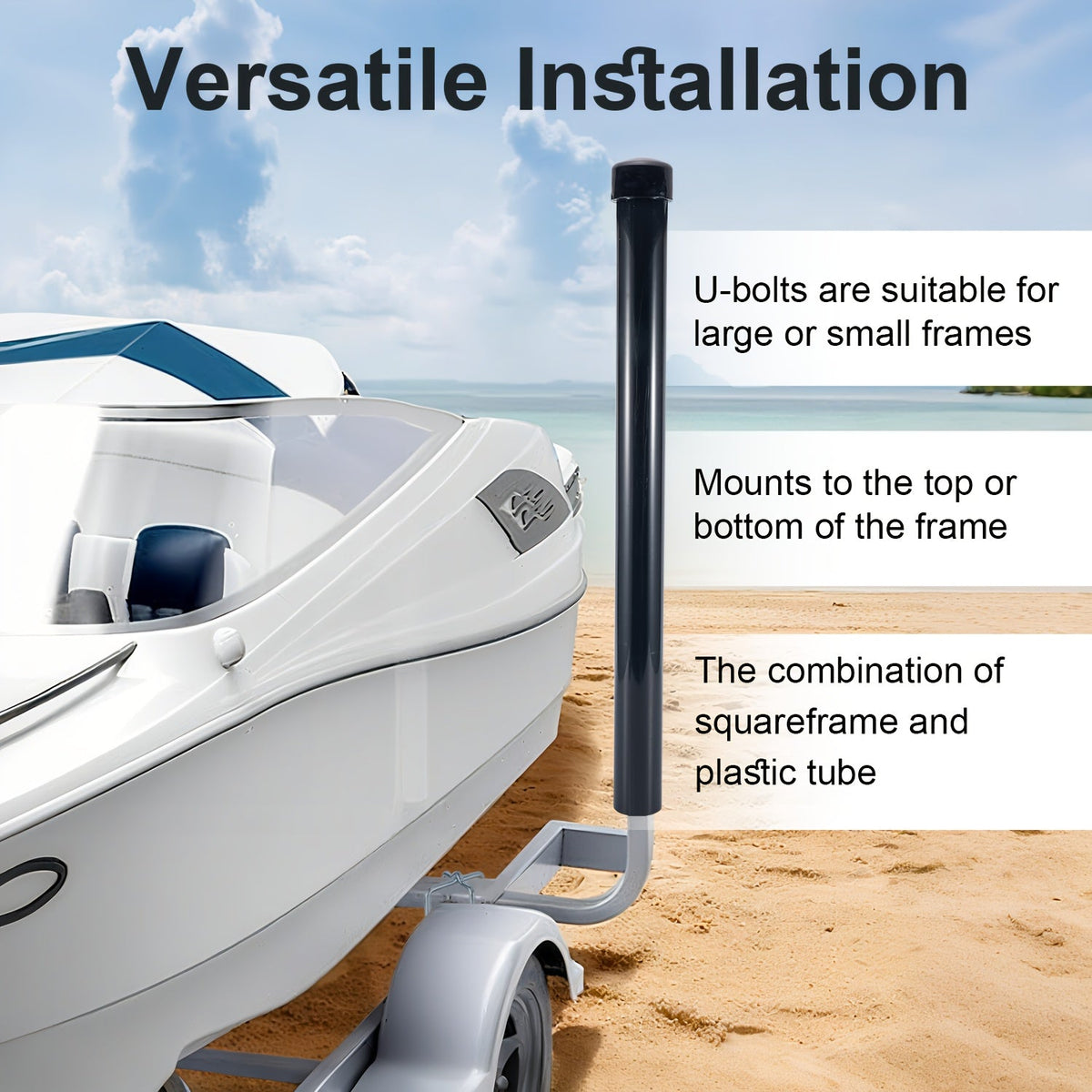 Adjustable Boat Trailer Guide Poles 31"-60" L-Shaped Galvanized Stainless Steel with Black PVC Pipes - Trailer Guide-Ons for Ski Boat, Fishing Boat & Sailboat Trailer