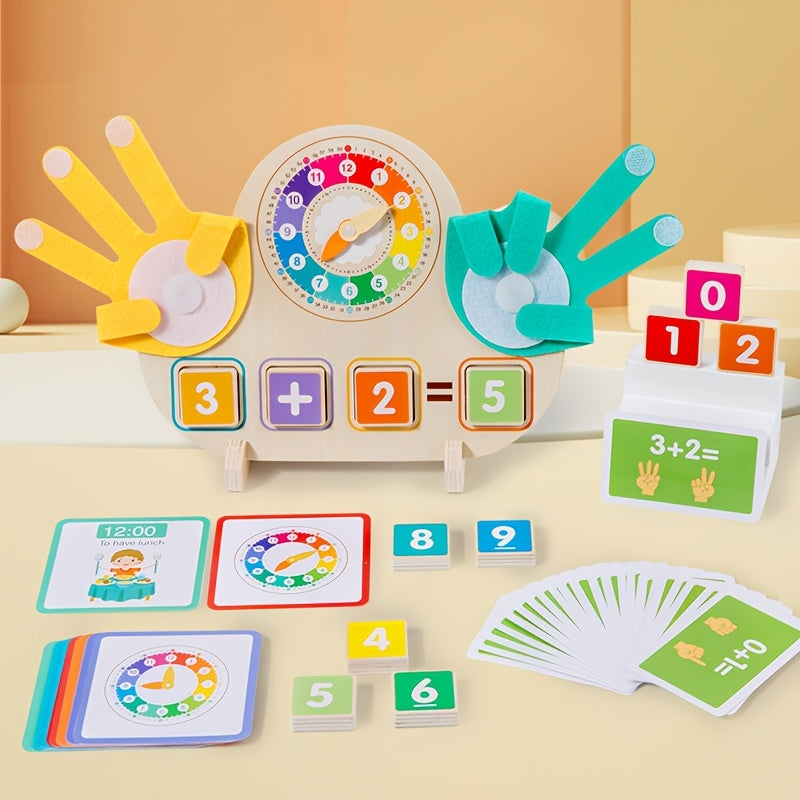 Wooden Clock Learning Toy for Kids – Clock Hands, Finger Counting Math Tool for Teaching Time | Educational Toy for Toddlers & Preschoolers | Easter & Christmas Gift for Boys & Girls Ages 3+