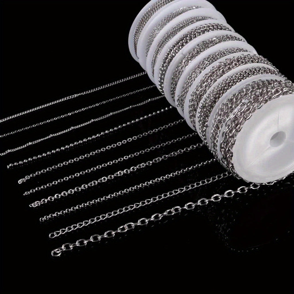 304 Stainless Steel Chain Jewelry Making Kit 10 or 15 Rolls 74-75 Feet with Lobster Clasp and Toggle Clasp Set for DIY Bracelets, Necklaces, Anklets, and Handmade Jewelry Supplies (Gold, Rose Gold)