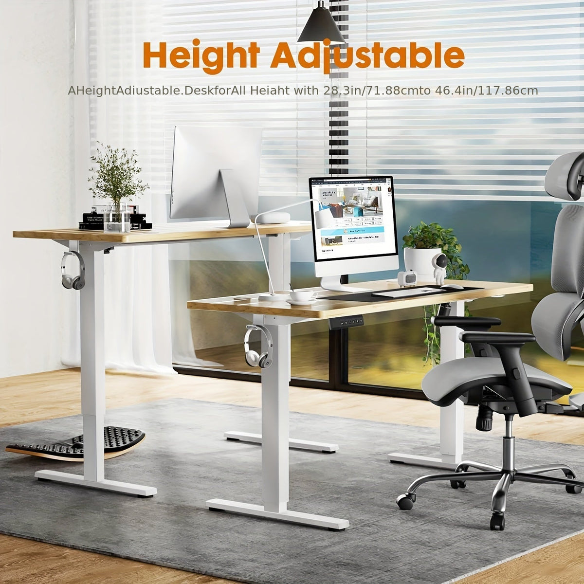 Electric Standing Desk, Height Adjustable 40 48 55 63 Inch – Sit-Stand Desk with Memory Controller & Anti-Collision, Ergonomic Home Office Gaming Workstation, Multiple Colors & Sizes