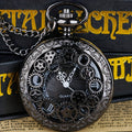 Steampunk Quartz Pocket Watch Necklace for Women and Men – Vintage Hollow Gear Analog Pendant Chain Watch Sweater Necklace Unisex Retro Jewelry Christmas Gift