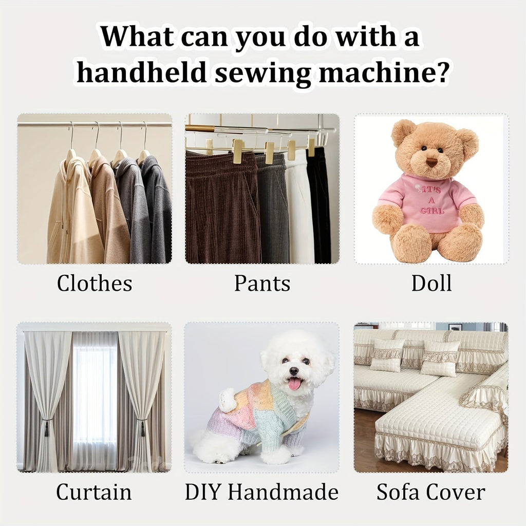 Handheld Mini Sewing Machine 36-Piece Set, Cordless Portable Electric Sewing Kit for Beginners, Adults, Home, Travel, and Clothes Repair (Purple, Black, White, Pink)