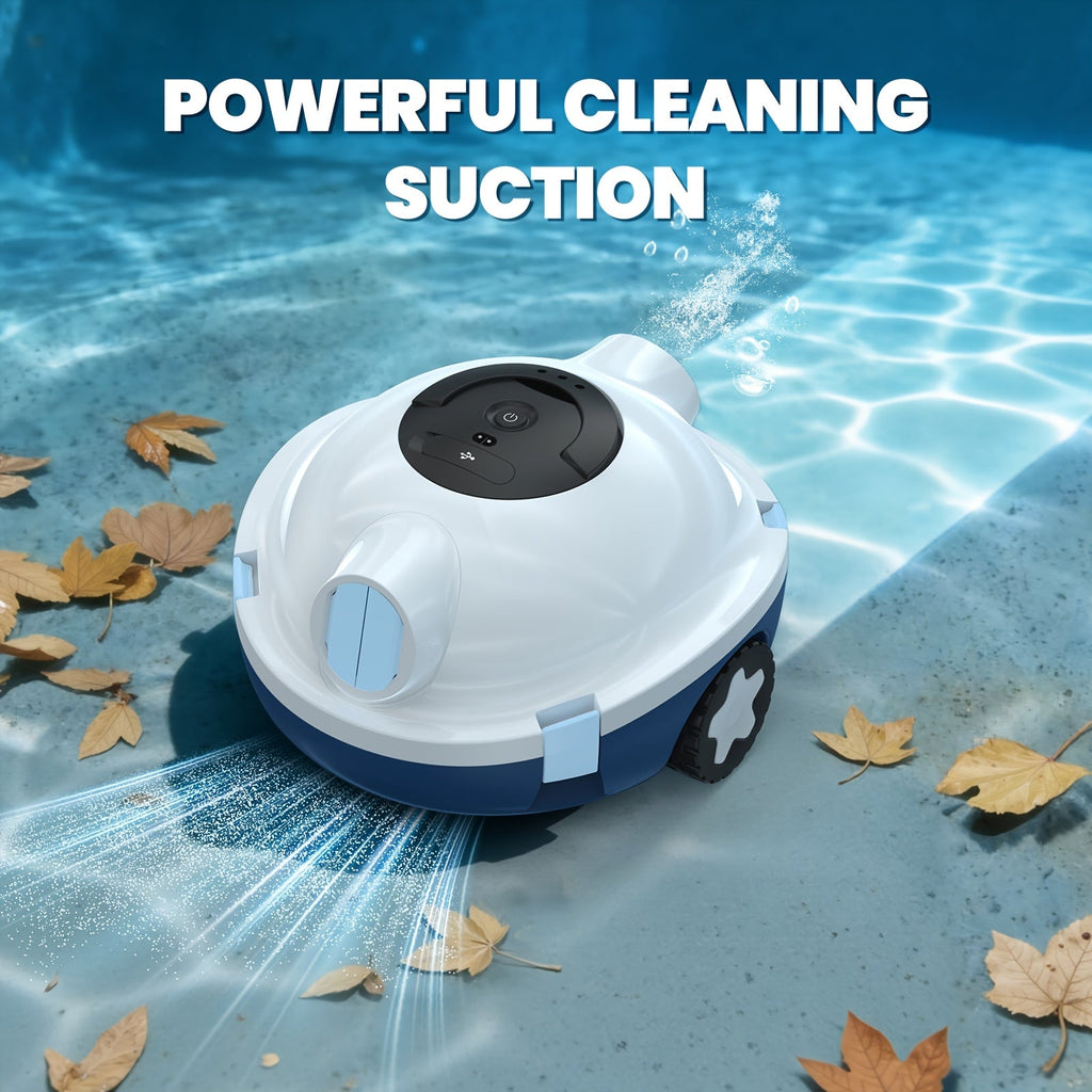 Cordless Robotic Pool Cleaner, 120-Minute Battery, IPX8 Waterproof, Powerful Suction, Covers 1100 Sq Ft, Tracking Rope Included, Auto Random Route Planning, for Flat-Bottom In-Ground & Above-Ground Pools