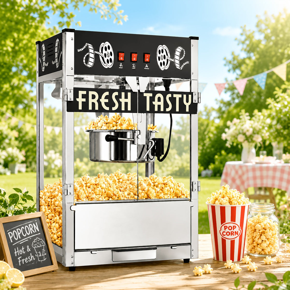 Popcorn Machine 8oz–32oz Commercial-Grade Countertop Popcorn Maker with 3-Switch Control for Home Movie Theater Parties & Game Nights – Multiple Sizes & Colors