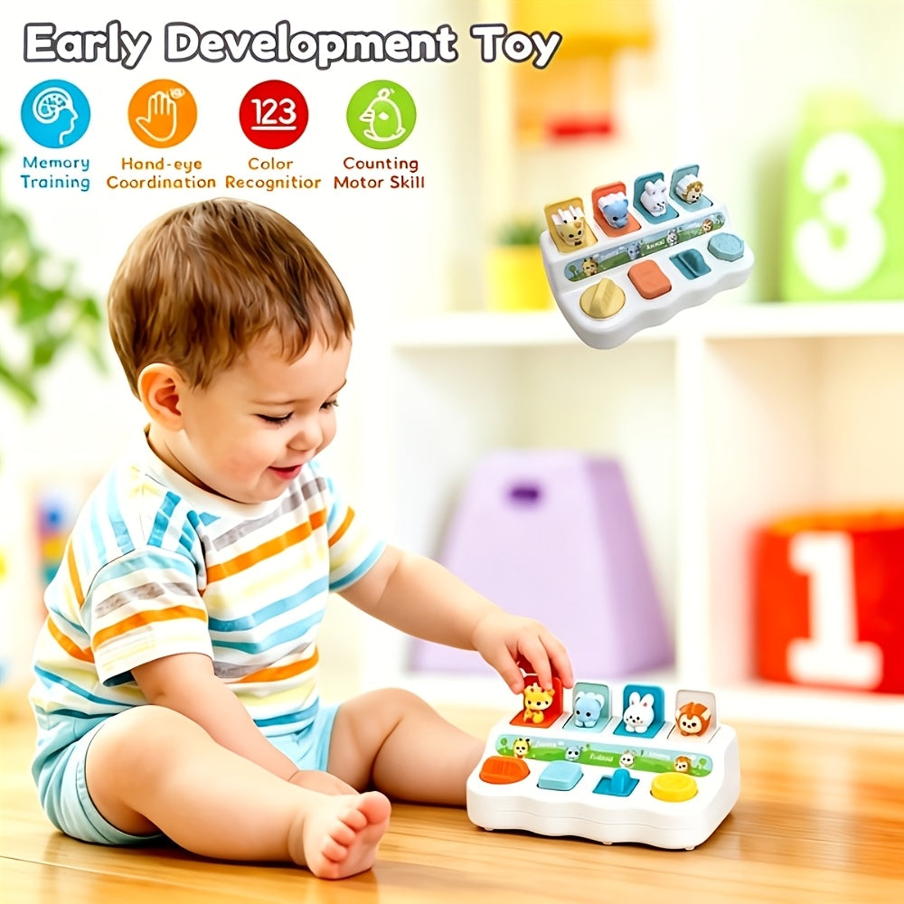 Infant & Toddler Pop-Up Tapping Toy, Baby Sensory Switch Box Activity Toy for Cause-and-Effect Learning, Fine Motor Skill Development, Early Learning Fun for Babies & Toddlers
