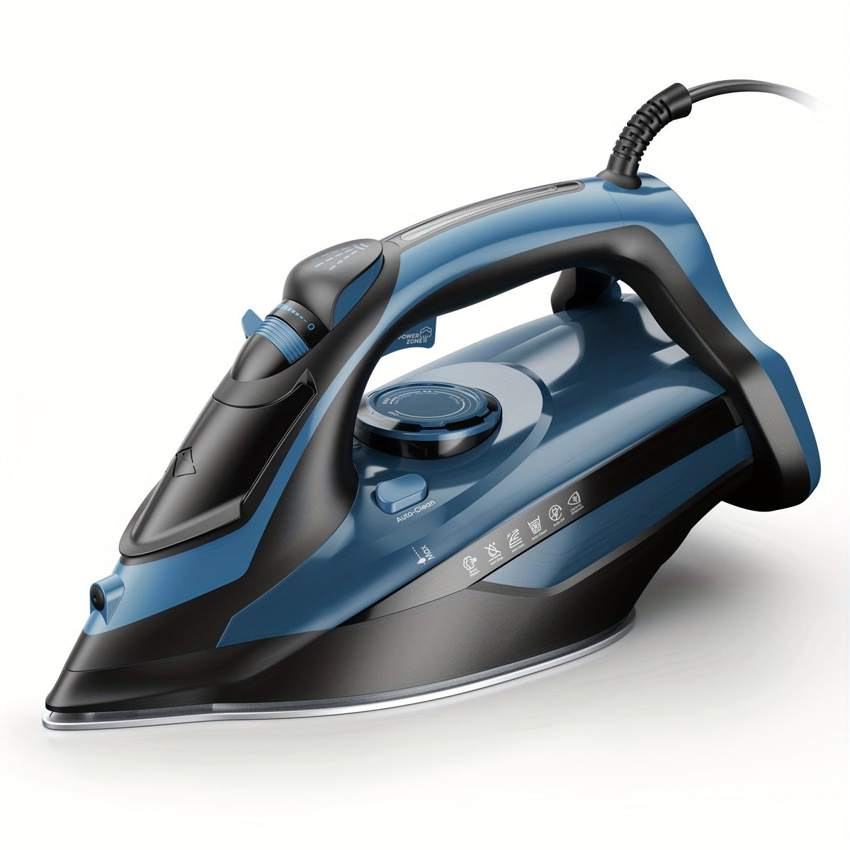 Steam Iron for Clothes 1700W – Ceramic Coated Soleplate Rapid Heating Precise Thermostat Auto-Off Self-Cleaning 450ML Water Tank in Blue