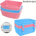 Bird Cage Hanging Feeder 6-Pack - Universal Plastic Food & Water Container, Bath Water Bowl for Parrots, Budgies, Canaries & Small Birds, Clip-On Cage Feeder Cups (Random Colors)