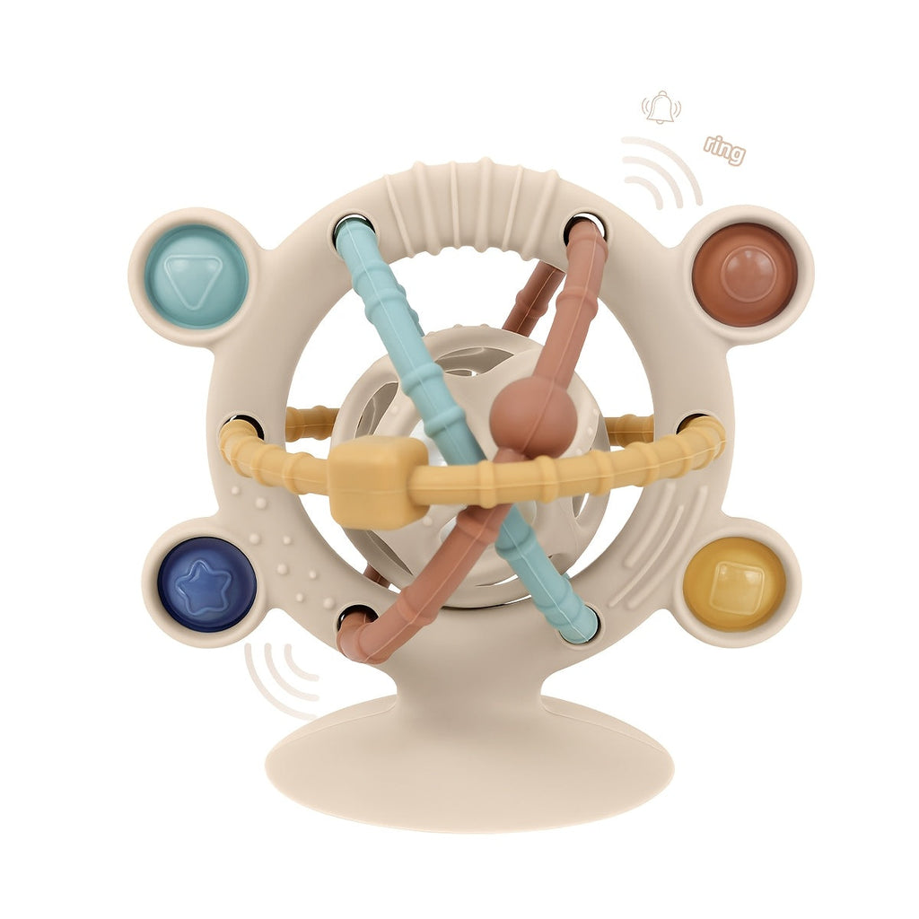 3-in-1 Baby Suction Cup Toy, High Chair Sensory Rattle & Teether for Infants, Multi-Purpose Interactive Toy for High Chair Bath & Travel, Early Learning Developmental Toy for Babies