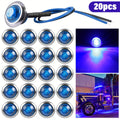LED Marine Boat Courtesy Lights 20-Pack DC12V 3-LED Side Marker Lights for Boat Yacht Transom Stern Deck, Round Submersible Navigation Lights in Red, Green, Blue, White, and Yellow, Stainless Steel Base