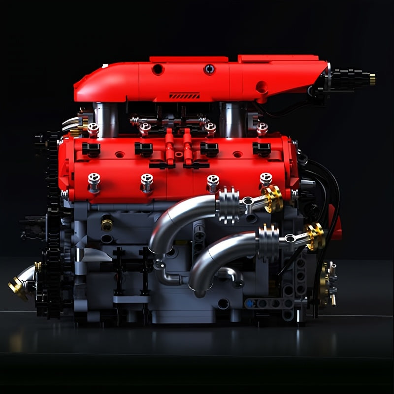 UNCLE BRICK V8 Engine Model Kit That Runs – Motorized Working Engine with Chain & Cylinder Linkage, STEM Mechanical Building Set for Adults, Car Enthusiast Gift, Red – Nova Mart