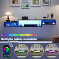 59-Inch Floating TV Stand with LED Lighting & Power Outlet – Wall Mount Entertainment Center with Corner Bracket, Multi-Color LED Strip for Living Room & Bedroom, Black or Rustic Brown – Nova Mart
