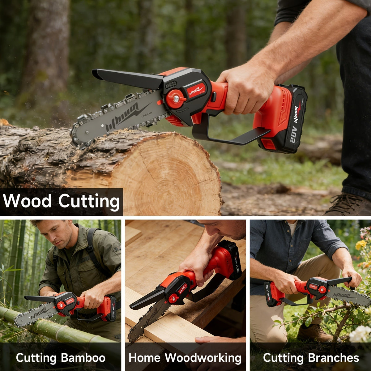 6-Inch Cordless Mini Chainsaw, Battery-Powered Electric Chainsaw with Safety Guard, Adjustable Chain, and Ergonomic Grip for Tree Trimming, Branch Cutting, and Yard Work - Gift for DIY Home Garden and Outdoor Use
