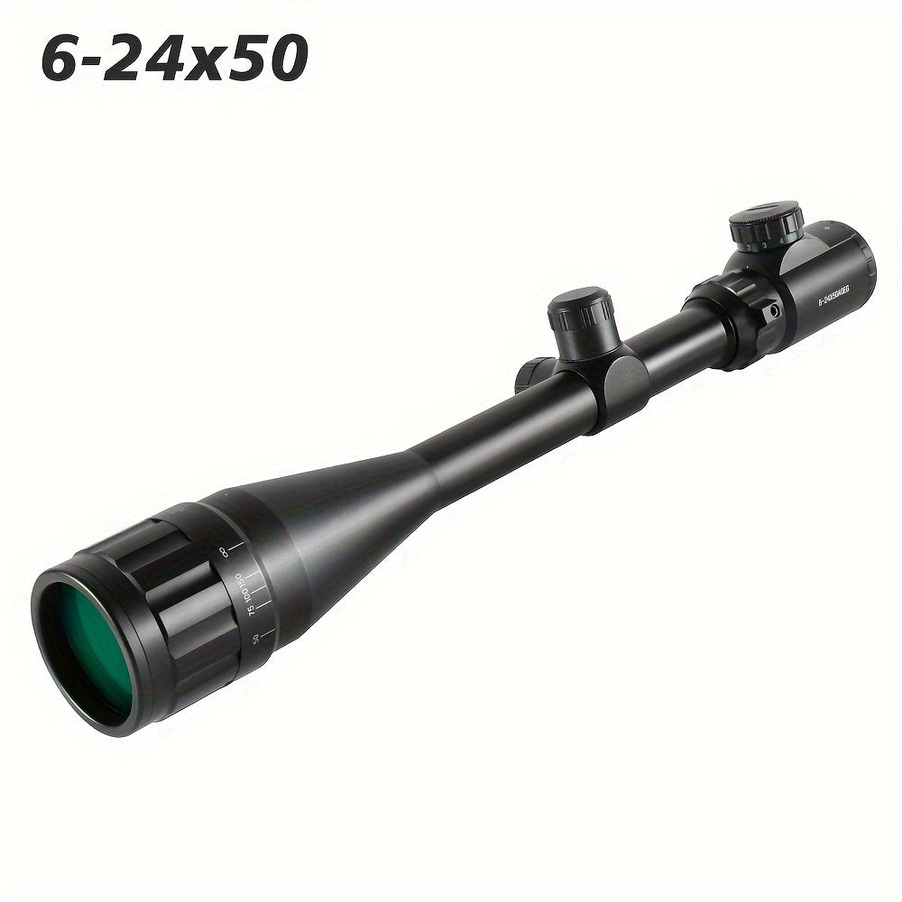 6-24x50 AO Rifle Scope with Illuminated Red/Green Reticle - Long-Range Hunting Scope with 20mm Rail Mount, Aluminum Alloy Optical Sight