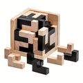 YIDIEMO 54-Piece Wooden Brain Teaser Puzzle Cube, L-Shaped Jigsaw Logic Puzzle for Kids, Early Intelligence Development Educational Toy, Fun Birthday & Holiday Gift