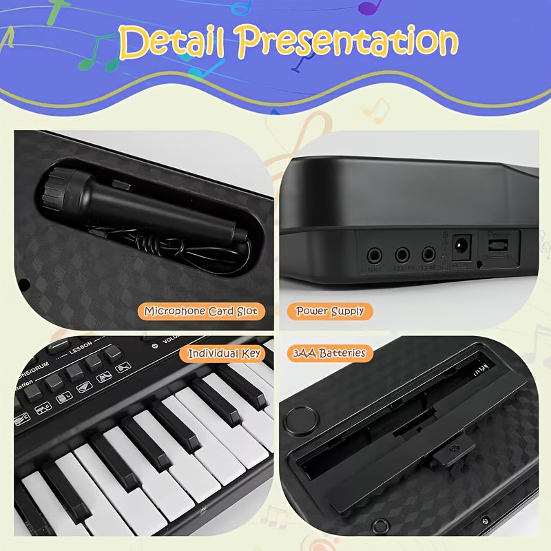 61-Key Electronic Piano Keyboard for Beginners - Built-In Microphone, Music Stand & USB Power, Complete Starter Kit for Kids & Adults, Perfect Birthday Gift for Music Lovers