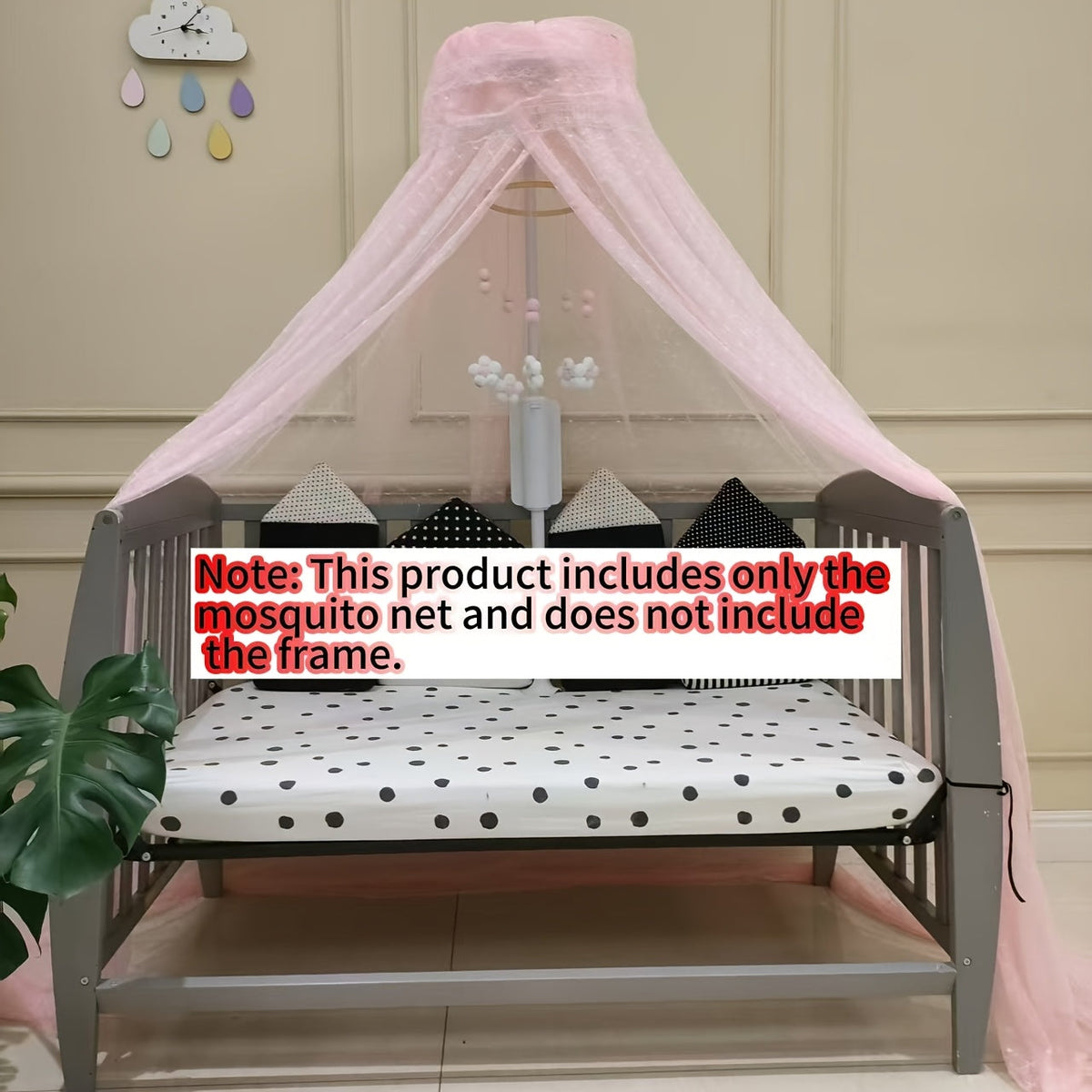 Baby Crib Dome Jacquard Mosquito Net, Extra-Large Densely Woven Breathable Sheer Crib Canopy Net Cover, Decorative Baby Nursery Curtain for Cribs & Cradles, Tender Pink Yellow & Blue