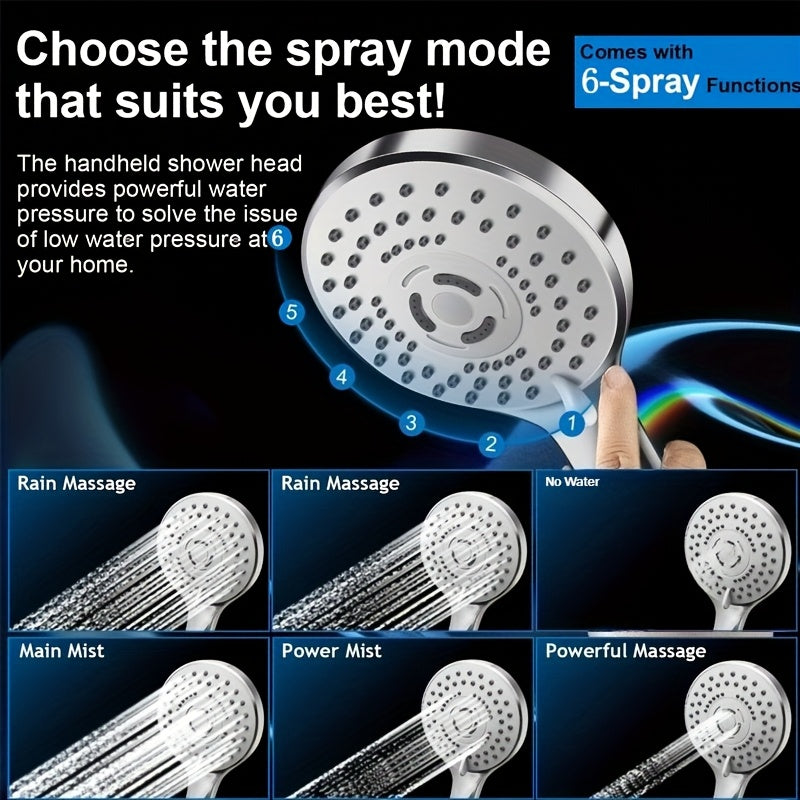 Rain Shower Head Combo - 8"/10"/12" High Pressure Rainfall Head, 13" Adjustable Extension Arm & 6-Setting Handheld with Long Hose - Works Against Low Water Pressure - Chrome