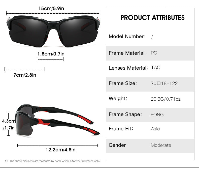 Men's Half-Frame Polarized Sports Sunglasses with UV400 Protection, Lightweight Goggles for Skiing, Driving, Running, Fishing, and Outdoor Activities, 3-Pack or 10-Pack