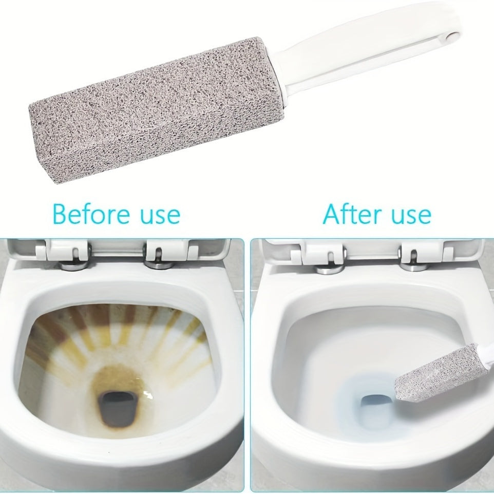 Pumice Stone Scouring Stick - Removes Limescale, Hard Water Rings, Calcium Buildup & Rust - Ergonomic Handle - For Toilet Bowl, Tile, Bath & Kitchen