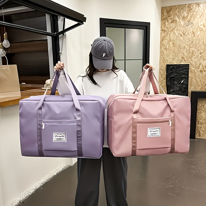 超大 17.7 加仑旅行托特包 – 便携式运动健身包，男女通用过夜及周末包 – 紫色、粉色加大号及黑色加大号