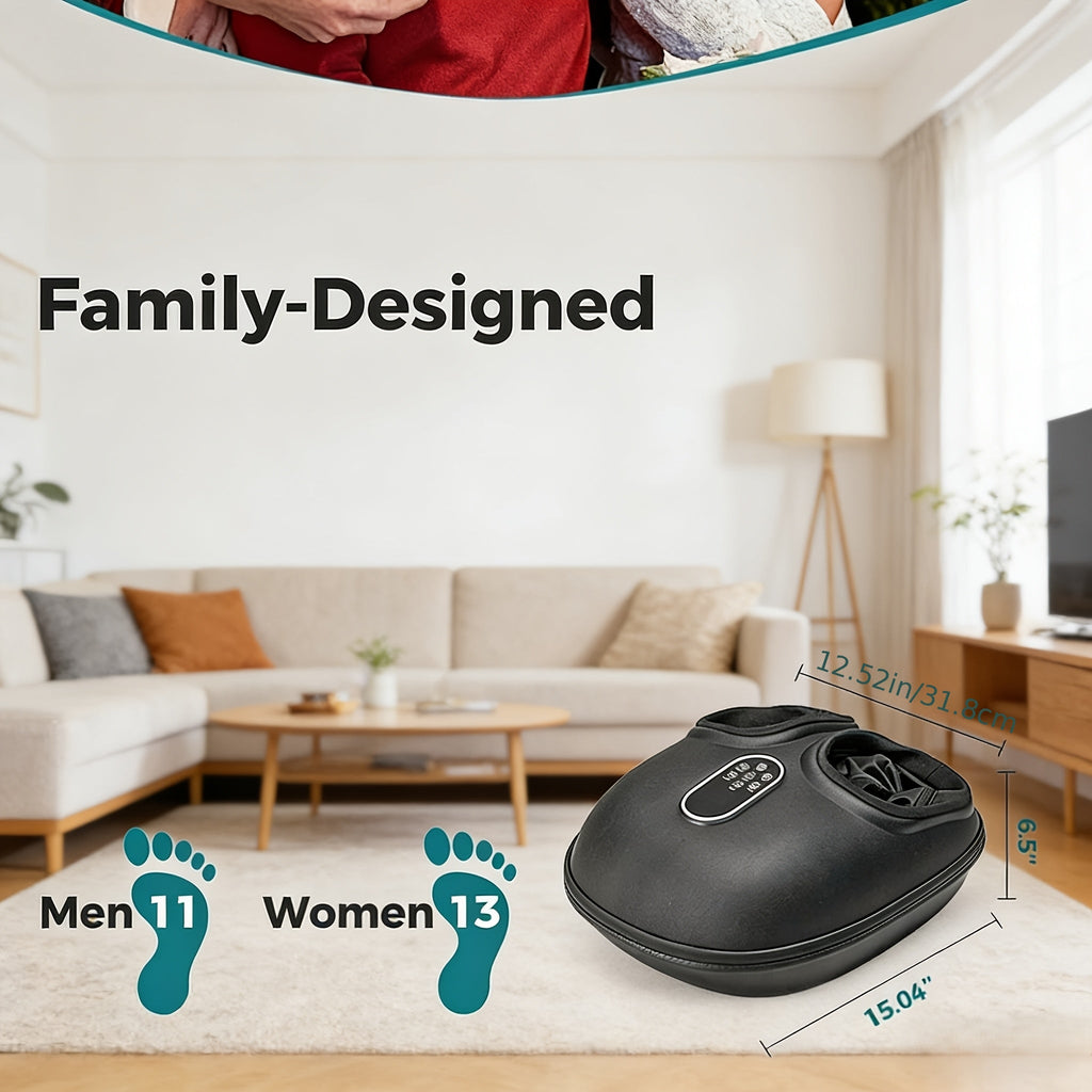 Shiatsu Foot Massager Machine with Heat Deep Kneading & Air Compression 6 Modes – Gift for Men & Women – Black