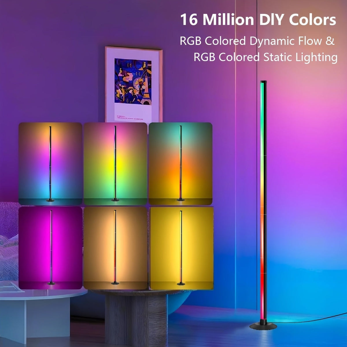 Smart RGBICB LED Floor Lamp with App and Remote Control, Color-Changing Corner Mood Lighting for Living Room, Bedroom, Gaming Room, Office, Home Decor, Birthday, and Christmas Gift