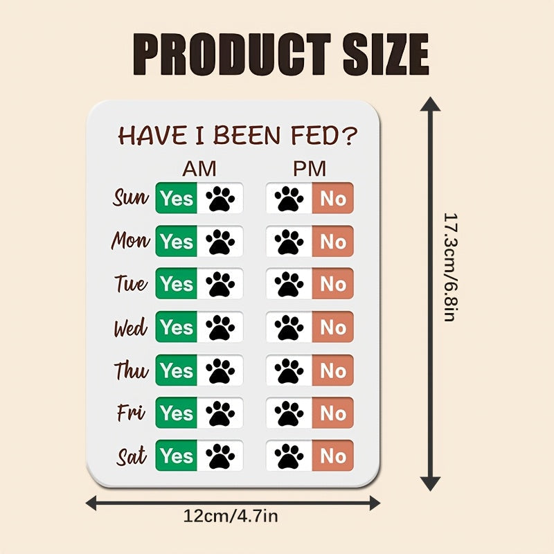 宠物喂食提醒指示牌（带滑动式追踪器）——猫狗早晚日常喂食记录板，支持粘贴于墙壁或冰箱，专为多宠家庭设计的可爱喂食计划追踪器