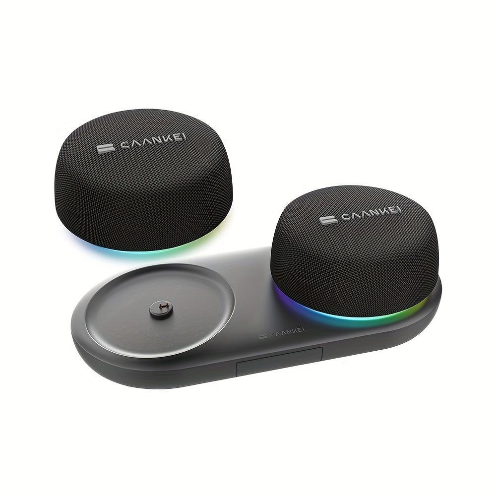 Compact Portable Bluetooth Speaker with Charging Base 60-Hour Battery Life Dual Speakers Strong Bass Surround Stereo for Computer & Mobile Phone