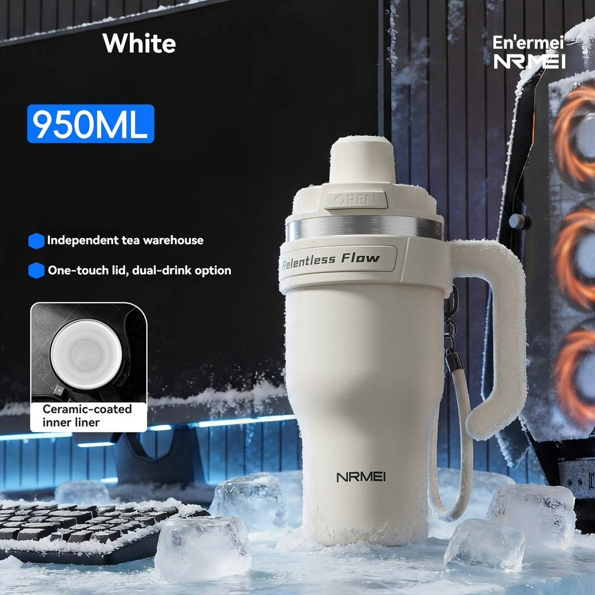Stainless Steel Insulated Thermos 24-Hour Hot & Cold Leak-Proof with Handle & Carrying Strap for Car Travel & Daily Use – 32 oz & 42 oz Multiple Colors