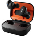 Skullcandy Grind Fuel Wireless Earbuds 40Hr Battery Rapid Charge IP55 Noise Isolating Wireless Charging Case Skull-iQ App Tile Finding & Microphone – True Black/Orange